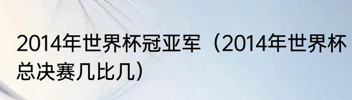 2014年世界杯冠亚军（2014年世界杯总决赛几比几）