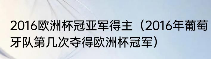 2016欧洲杯冠亚军得主(2016年葡萄牙队第几次夺得欧洲杯冠军)