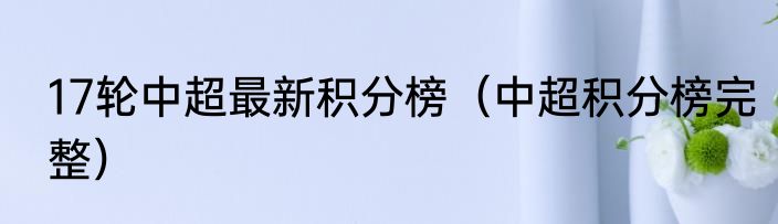 17轮中超最新积分榜（中超积分榜完整）