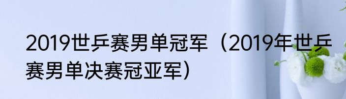 2019世乒赛男单冠军（2019年世乒赛男单决赛冠亚军）