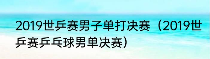 2019世乒赛男子单打决赛（2019世乒赛乒乓球男单决赛）