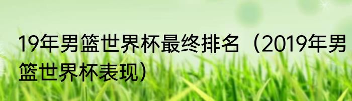 19年男篮世界杯最终排名（2019年男篮世界杯表现）