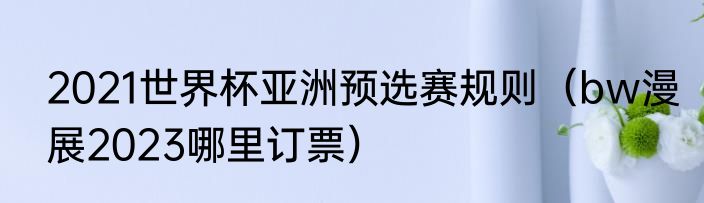 2021世界杯亚洲预选赛规则（bw漫展2023哪里订票）