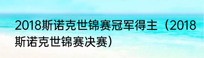 2018斯诺克世锦赛冠军得主（2018斯诺克世锦赛决赛）