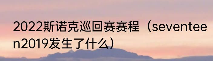 2022斯诺克巡回赛赛程（seventeen2019发生了什么）