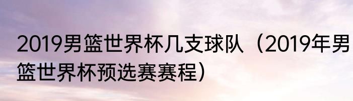 2019男篮世界杯几支球队（2019年男篮世界杯预选赛赛程）