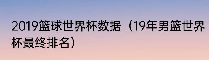 2019篮球世界杯数据（19年男篮世界杯最终排名）