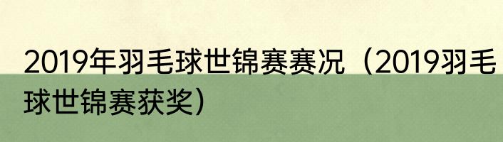 2019年羽毛球世锦赛赛况（2019羽毛球世锦赛获奖）