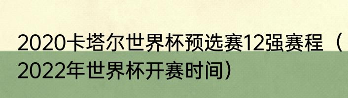 2020卡塔尔世界杯预选赛12强赛程（2022年世界杯开赛时间）