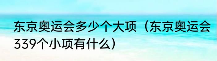 东京奥运会多少个大项(东京奥运会339个小项有什么)