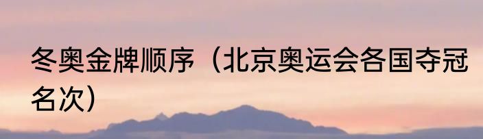 冬奥金牌顺序（北京奥运会各国夺冠名次）