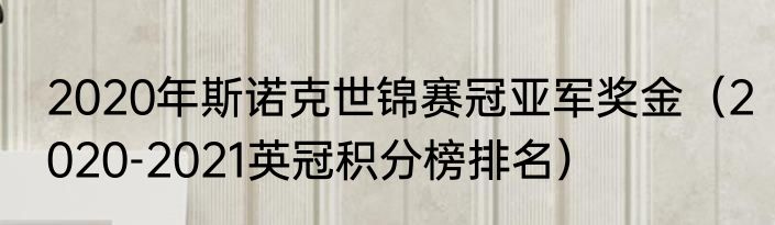 2020年斯诺克世锦赛冠亚军奖金（2020-2021英冠积分榜排名）