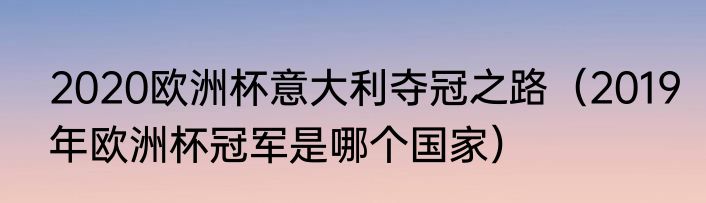 2020欧洲杯意大利夺冠之路（2019年欧洲杯冠军是哪个国家）