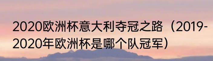 2020欧洲杯意大利夺冠之路（2019-2020年欧洲杯是哪个队冠军）