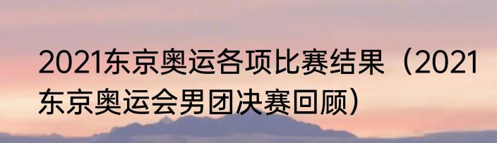 2021东京奥运各项比赛结果（2021东京奥运会男团决赛回顾）