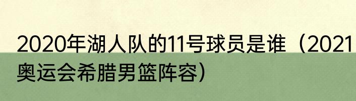 2020年湖人队的11号球员是谁（2021奥运会希腊男篮阵容）