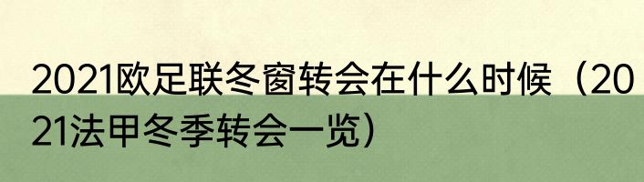 2021欧足联冬窗转会在什么时候（2021法甲冬季转会一览）