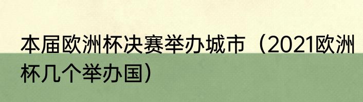 本届欧洲杯决赛举办城市（2021欧洲杯几个举办国）