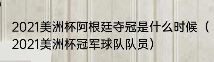 2021美洲杯阿根廷夺冠是什么时候（2021美洲杯冠军球队队员）