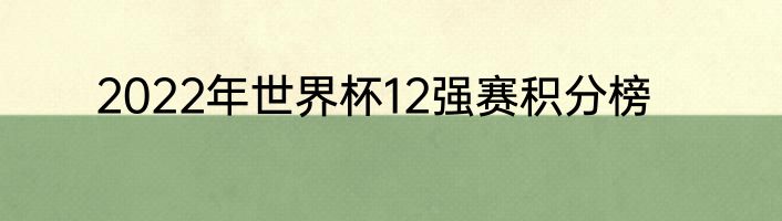 2022年世界杯12强赛积分榜