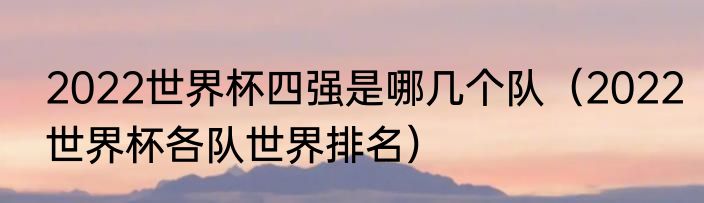 2022世界杯四强是哪几个队（2022世界杯各队世界排名）
