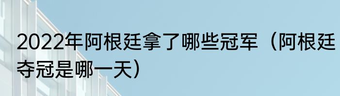 2022年阿根廷拿了哪些冠军（阿根廷夺冠是哪一天）