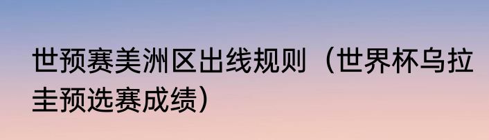世预赛美洲区出线规则（世界杯乌拉圭预选赛成绩）