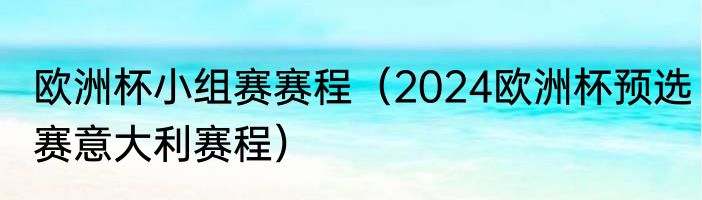 欧洲杯小组赛赛程（2024欧洲杯预选赛意大利赛程）