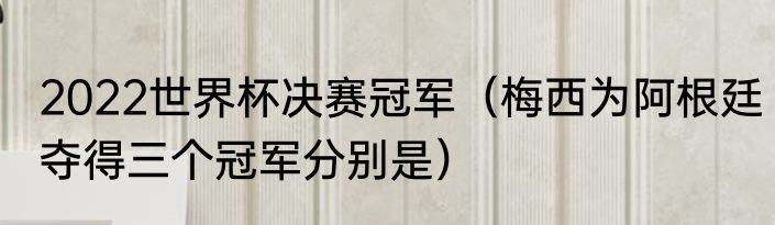 2022世界杯决赛冠军（梅西为阿根廷夺得三个冠军分别是）
