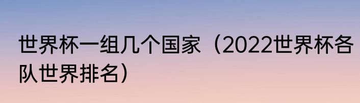 世界杯一组几个国家（2022世界杯各队世界排名）