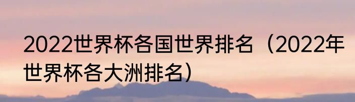 2022世界杯各国世界排名（2022年世界杯各大洲排名）