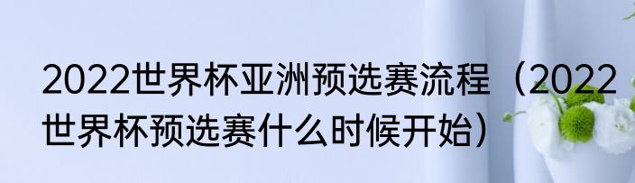 2022世界杯亚洲预选赛流程（2022世界杯预选赛什么时候开始）