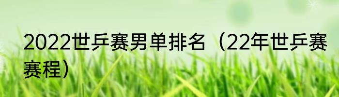2022世乒赛男单排名（22年世乒赛赛程）