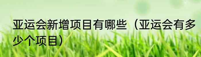 亚运会新增项目有哪些（亚运会有多少个项目）