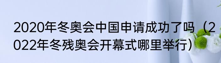 2020年冬奥会中国申请成功了吗（2022年冬残奥会开幕式哪里举行）