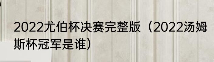 2022尤伯杯决赛完整版（2022汤姆斯杯冠军是谁）