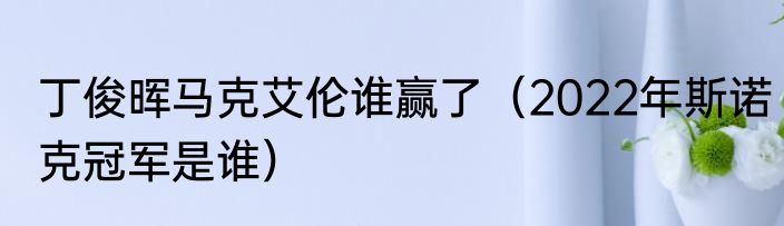 丁俊晖马克艾伦谁赢了（2022年斯诺克冠军是谁）