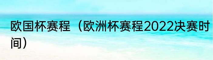 欧国杯赛程（欧洲杯赛程2022决赛时间）