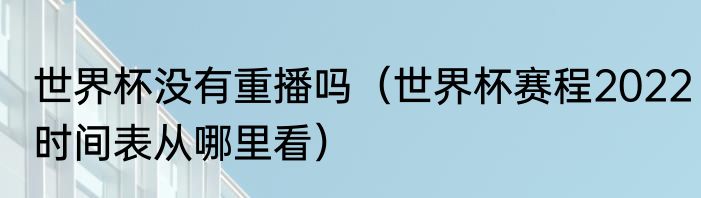 世界杯没有重播吗（世界杯赛程2022时间表从哪里看）