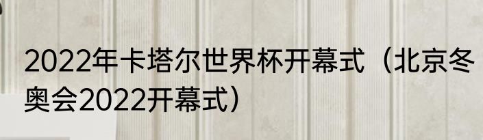 2022年卡塔尔世界杯开幕式（北京冬奥会2022开幕式）