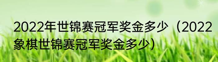 2022年世锦赛冠军奖金多少（2022象棋世锦赛冠军奖金多少）
