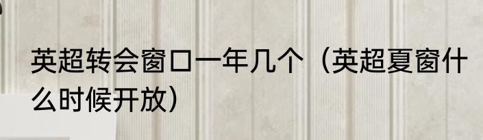 英超转会窗口一年几个（英超夏窗什么时候开放）