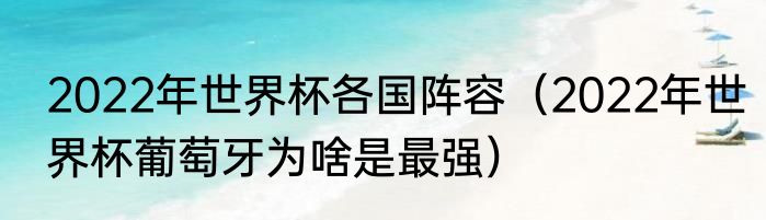 2022年世界杯各国阵容（2022年世界杯葡萄牙为啥是最强）