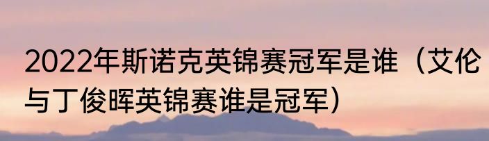 2022年斯诺克英锦赛冠军是谁（艾伦与丁俊晖英锦赛谁是冠军）