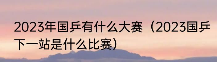 2023年国乒有什么大赛（2023国乒下一站是什么比赛）