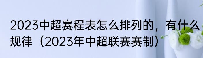 2023中超赛程表怎么排列的，有什么规律（2023年中超联赛赛制）