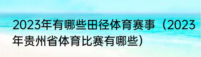 2023年有哪些田径体育赛事（2023年贵州省体育比赛有哪些）