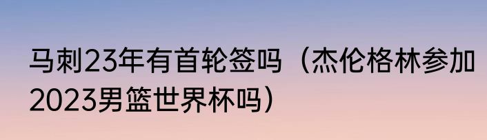 马刺23年有首轮签吗（杰伦格林参加2023男篮世界杯吗）