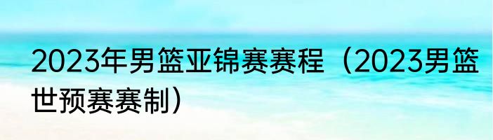2023年男篮亚锦赛赛程（2023男篮世预赛赛制）