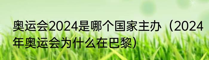 奥运会2024是哪个国家主办（2024年奥运会为什么在巴黎）